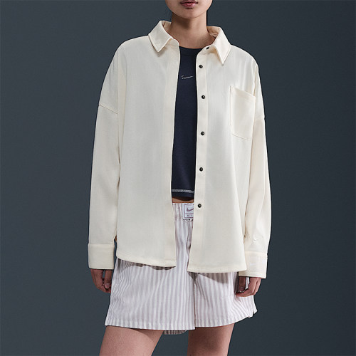Nike/耐克正品 Sportswear 女士宽松简约翻领休闲衬衫HV1957-110