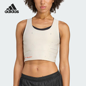 阿迪达斯正品 2025夏季 款 Adidas 女士短款 跑步紧身背心JY4080