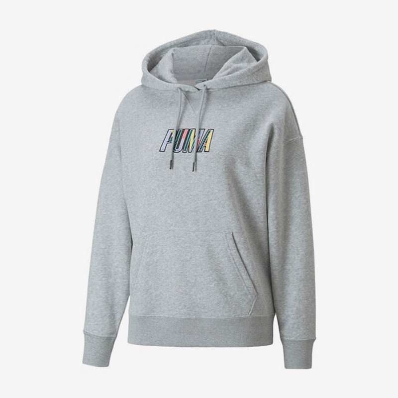 Puma/彪马正品2025女士抽绳LOGO刺绣抽绳针织连帽卫衣537611-04