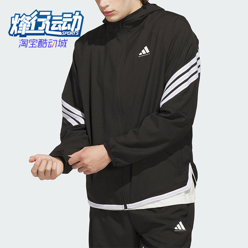 Adidas/阿迪达斯正品JACKET 男士休闲连帽篮球梭织运动外套KA9896