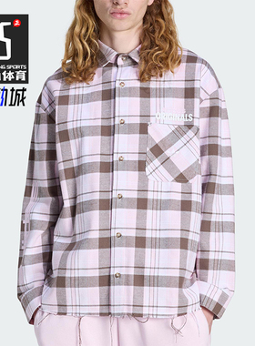 Adidas/阿迪达斯正品三叶草男士休闲翻领网格运动长袖衬衫KG6452