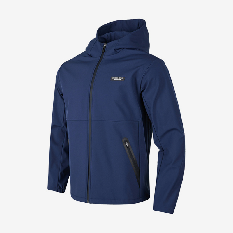 Skechers/斯凯奇正品2023新款男士时尚防风梭织连帽运动外套