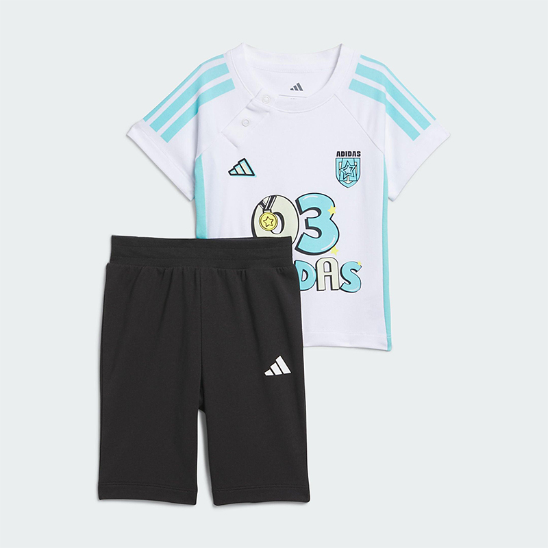 Adidas/阿迪达斯正品2025夏季婴童时尚简约经典运动套装JM3416