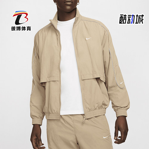 耐克男士立领运动刺绣外套