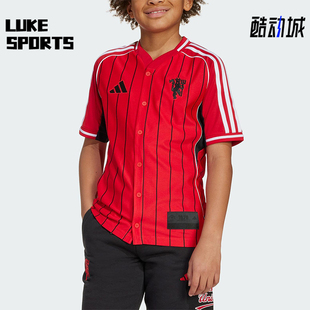 运动透气衬衫 MANCHESTER大童条纹美式 JN2908 阿迪达斯正品 Adidas