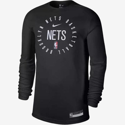 Nike耐克正品Brooklyn Nets男速干宽松圆领长袖T恤HF1437-010