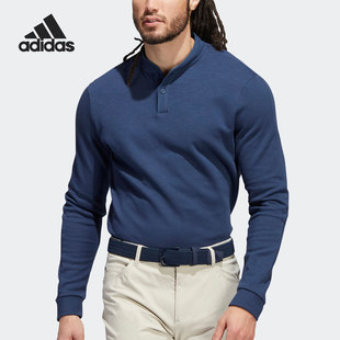 HF6613 Adidas 阿迪达斯正品 男子高尔夫运动长袖 亨利POLO衫