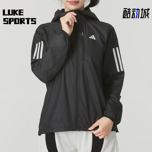 阿迪达斯女士梭织连帽夹克外套