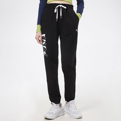 Puma/彪马正品当季新款女子针织休闲印花抽绳运动长裤 588724-01