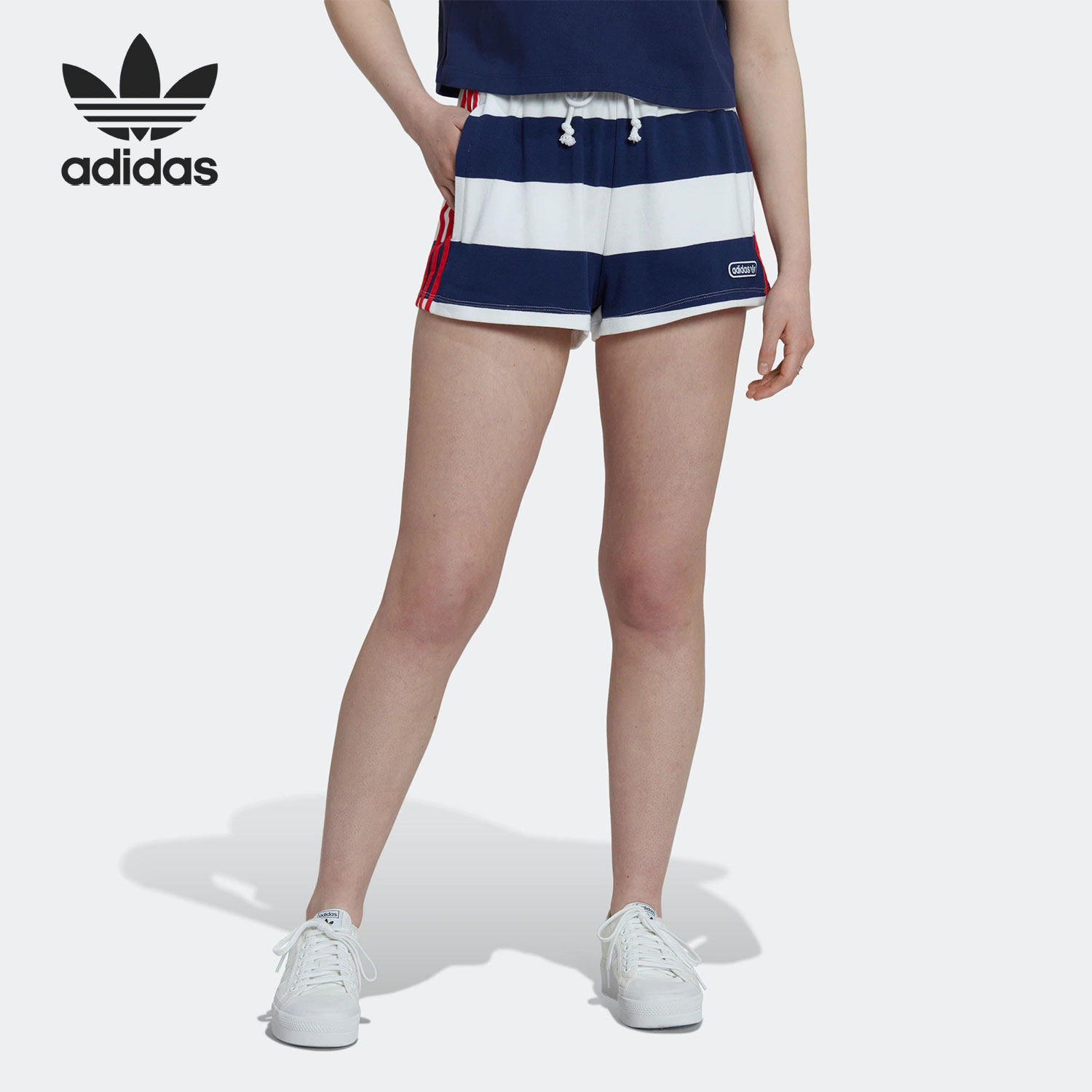 Adidas/阿迪达斯官方正品三叶草女子经典条纹运动休闲短裤HL6559,运动服/休闲服装,运动中长裤／短裤,淘宝优惠券,粉丝福利购,淘宝优惠卷