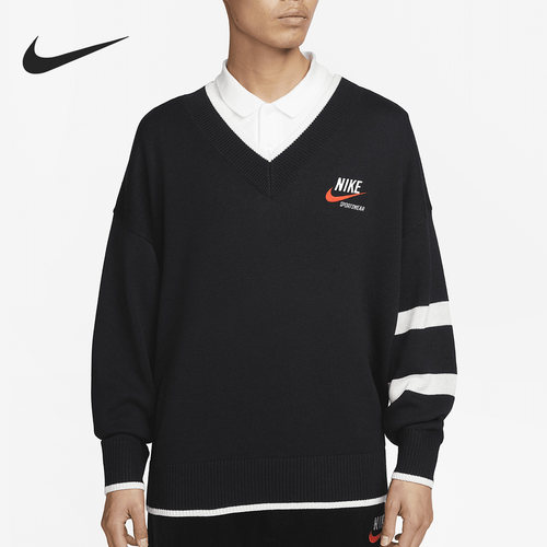 Nike/耐克正品春季新款男子复古休闲针织V领卫衣DX0009-010