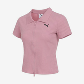 634779 Puma 翻领拉链休闲针织POLO衫 2025女士耐穿短款 彪马正品