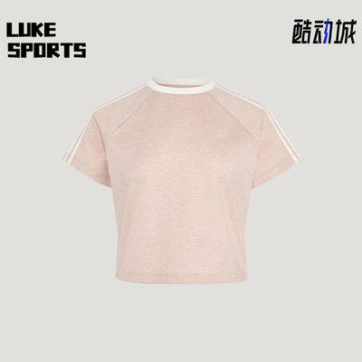 Adidas/阿迪达斯正品三叶草女士针织短款时尚修身日常T恤KY8480