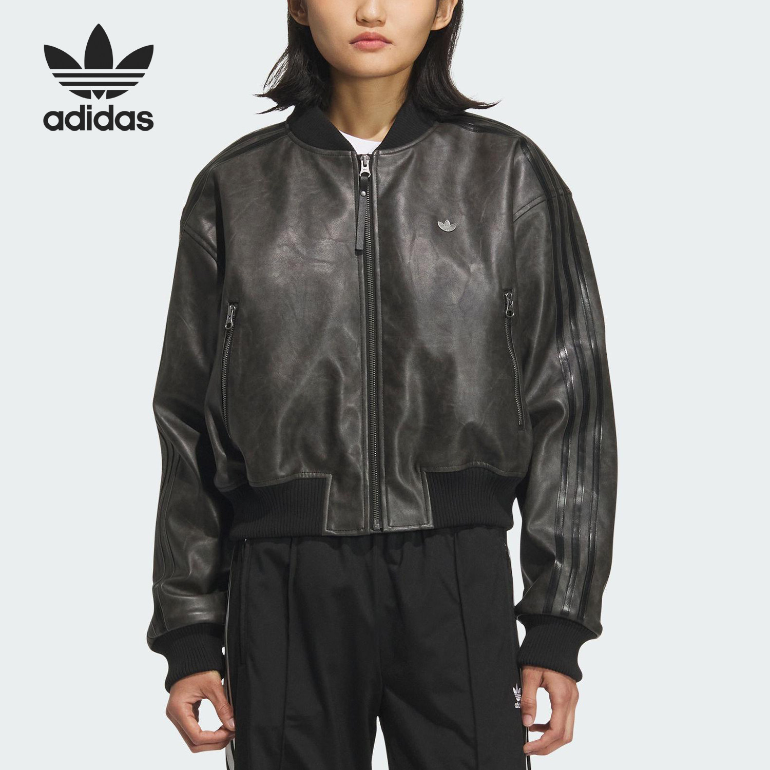 Adidas/阿迪达斯官方正品三叶草女士保暖复古运动宽松棉服KC2656
