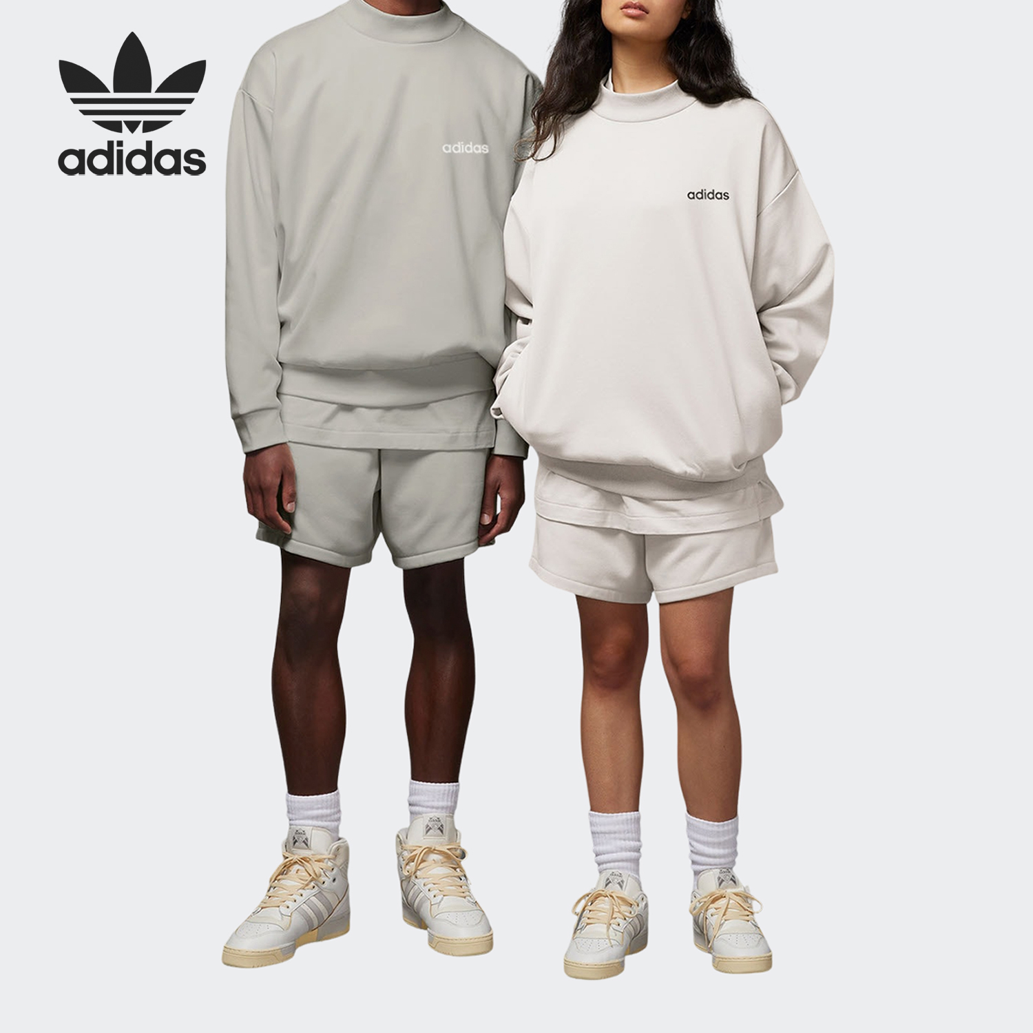 Adidas/阿迪达斯官方正品三叶草男女针织圆领套头运动卫衣IA3435