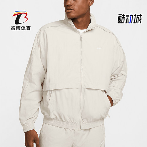 耐克男士立领运动刺绣外套