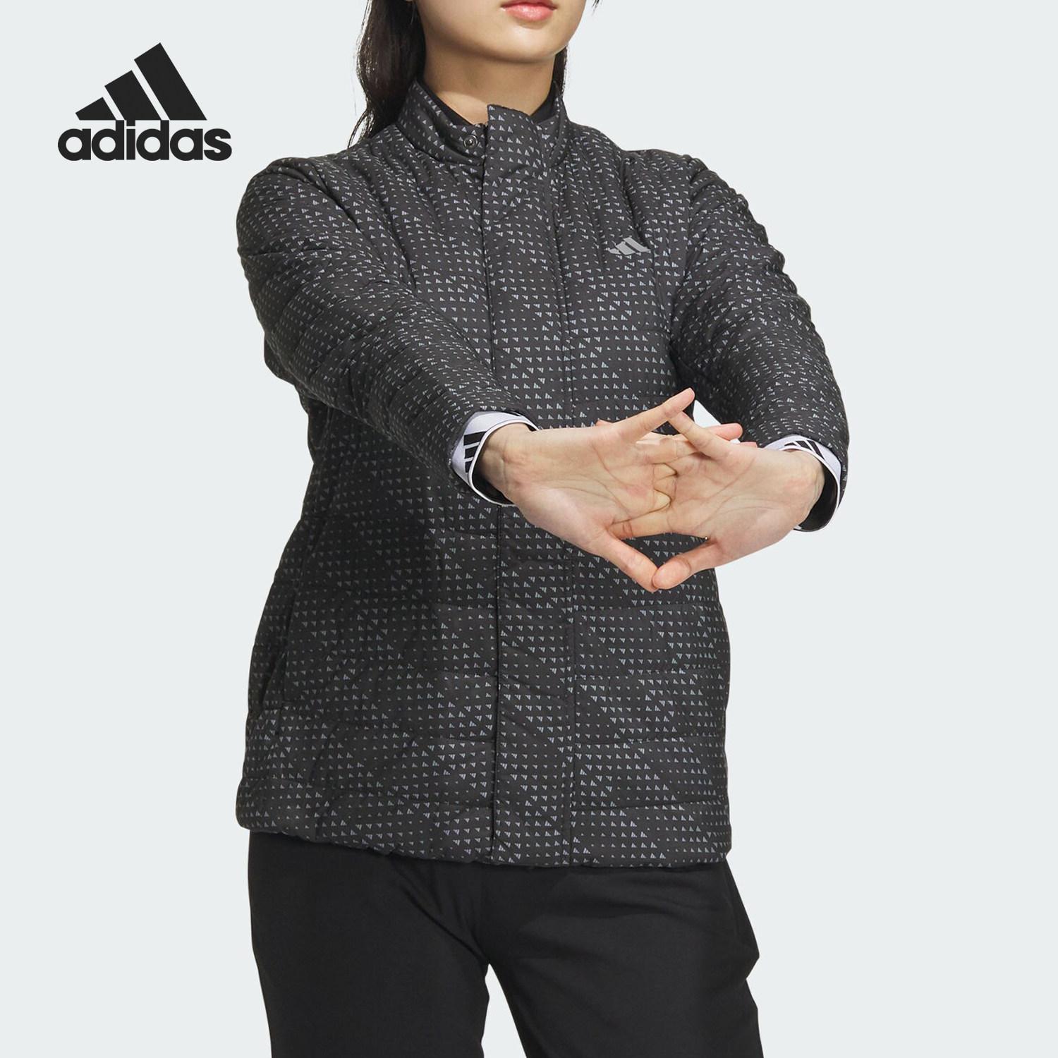 Adidas/阿迪达斯正品2023新款女士高尔夫运动立领棉服IA2783