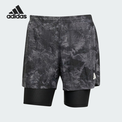 Adidas/阿迪达斯正品2025夏季款男士透气跑步二合一短裤JN9680