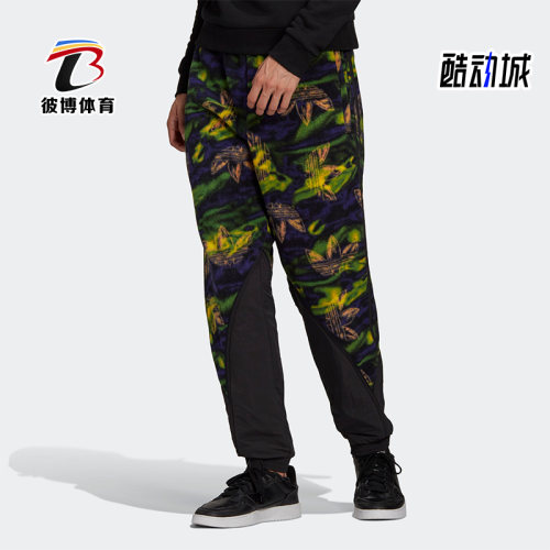 Adidas/阿迪达斯正品三叶草男士运动潮流休闲系带印花长裤GE0800