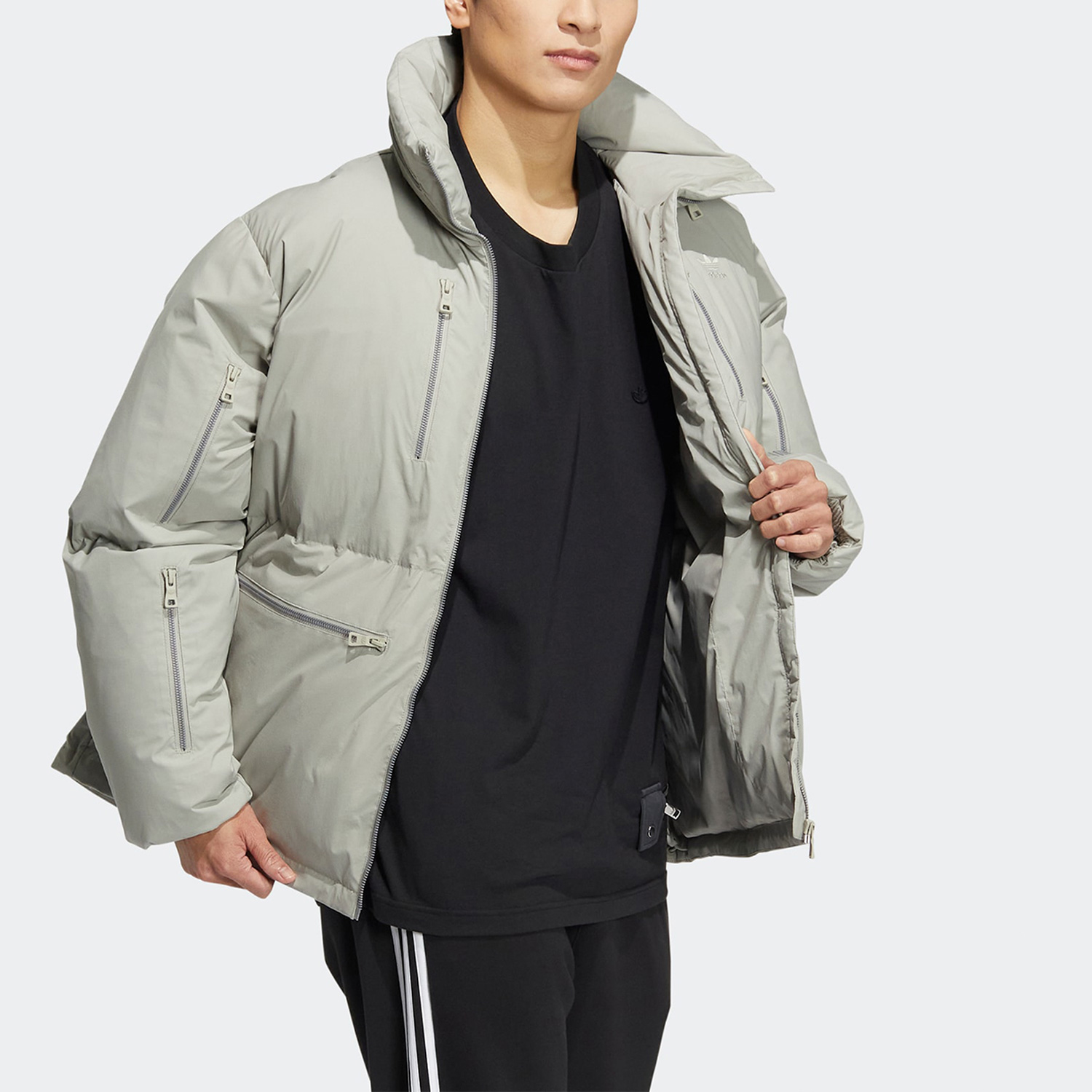 保暖无帽立领短款运动羽绒服