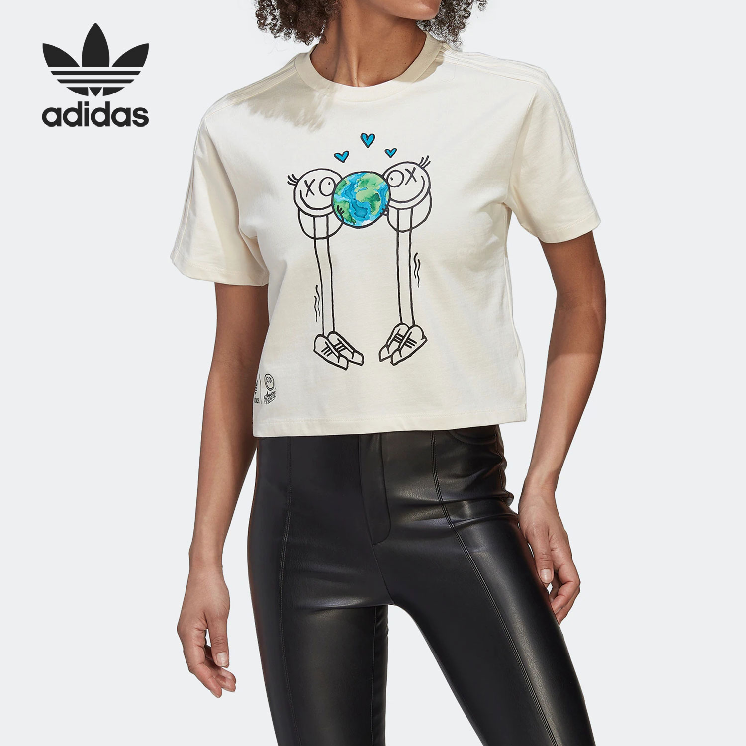 Adidas/阿迪达斯 正品三叶草T-SHIRT女子卡通休闲短袖HK5224