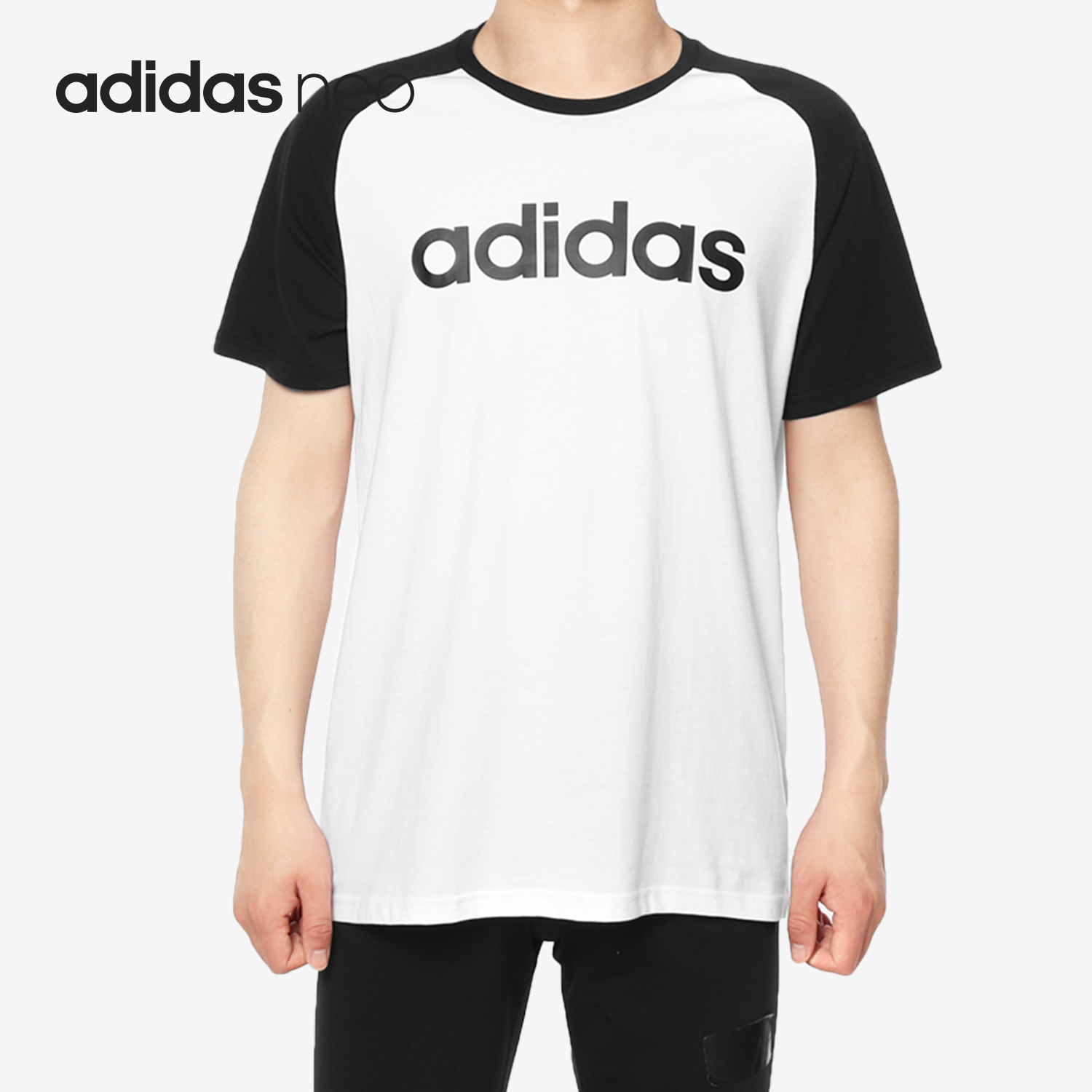 Adidas/阿迪达斯正品NEO男子宽松针织圆领LOGO短袖T恤DW7916