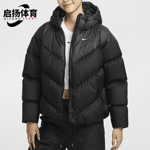 耐克女士保暖连帽宽松羽绒服