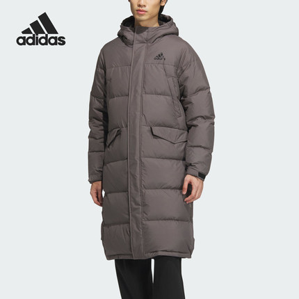 Adidas/阿迪达斯官方正品新款男女长款保暖防风连帽羽绒服JW6741