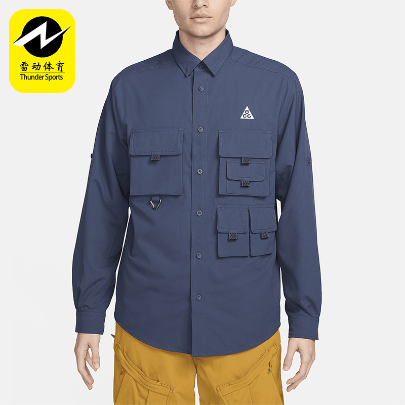 Nike/耐克正品Dri-FIT男士透气翻领单排扣长袖衬衫T恤DN3936-437