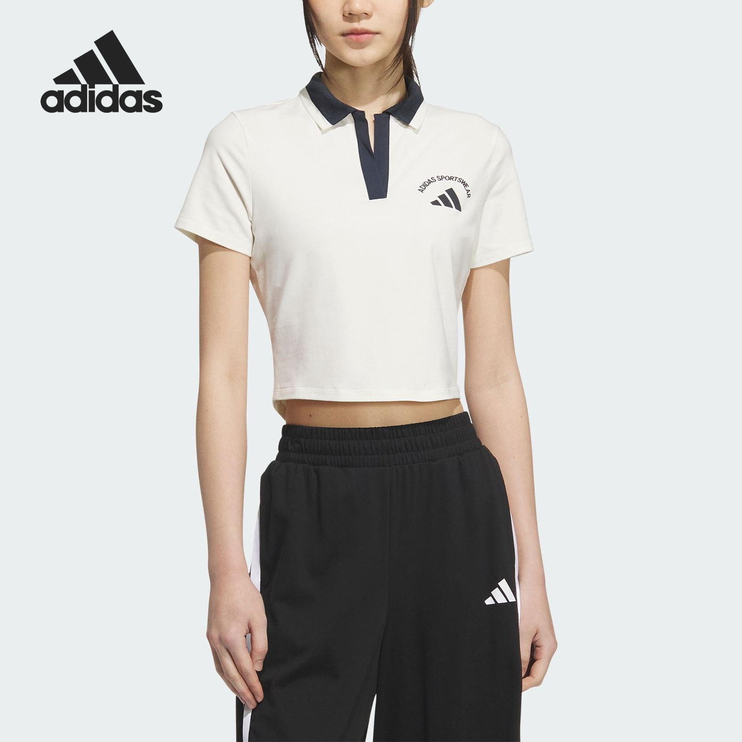 Adidas/阿迪达斯官方正品2025夏季款女士短款翻领POLO衫KC0075