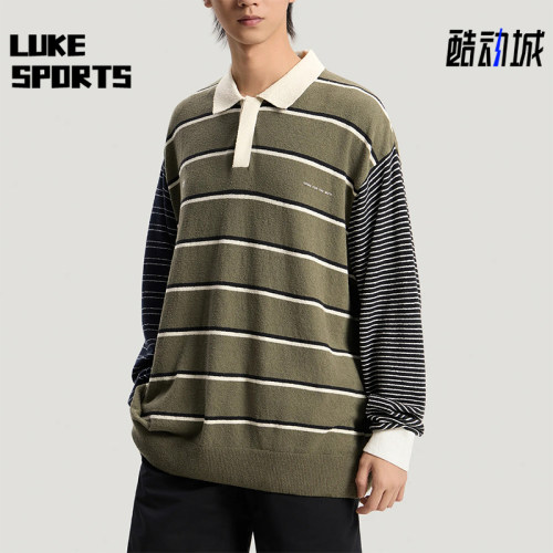 Adidas/阿迪达斯正品男士亲肤印花条纹经典长袖运动POLO衫KS1343