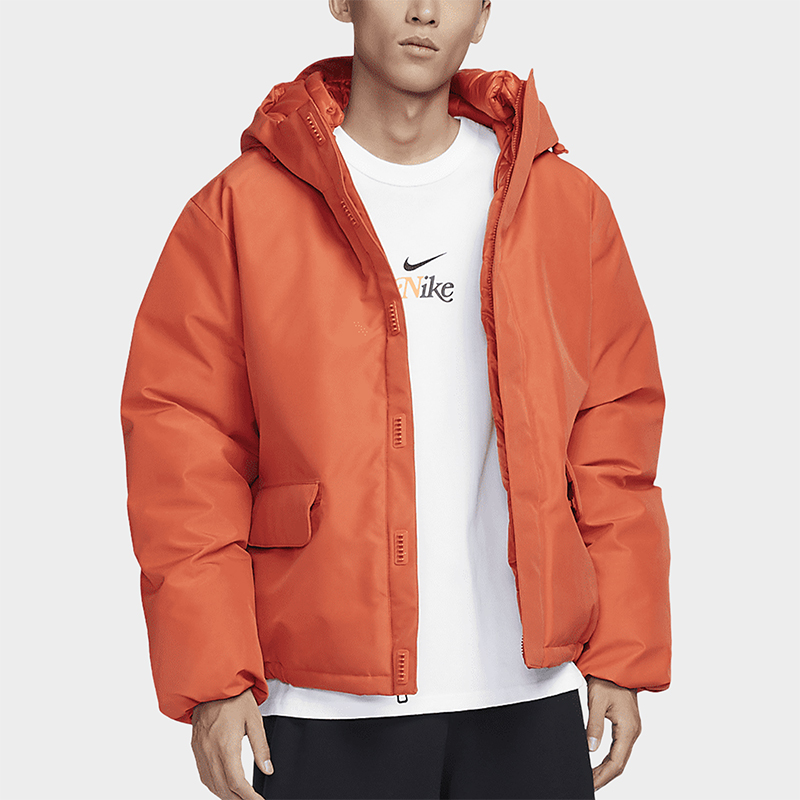 耐克男士保暖宽松连帽户外棉服