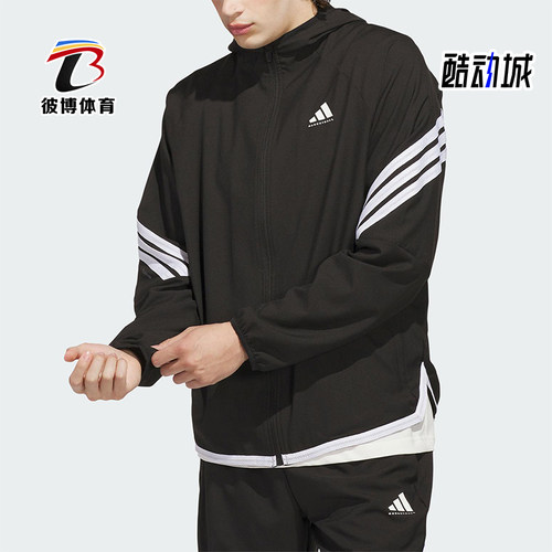Adidas/阿迪达斯正品JACKET 男士休闲连帽篮球梭织运动外套KA9896