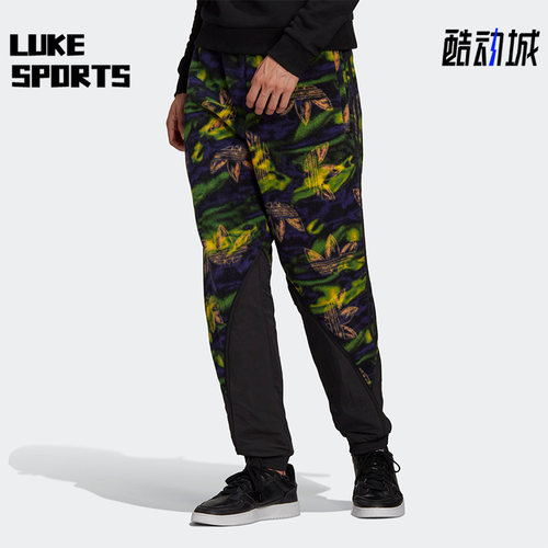 Adidas/阿迪达斯正品三叶草男士运动潮流休闲系带印花长裤GE0800