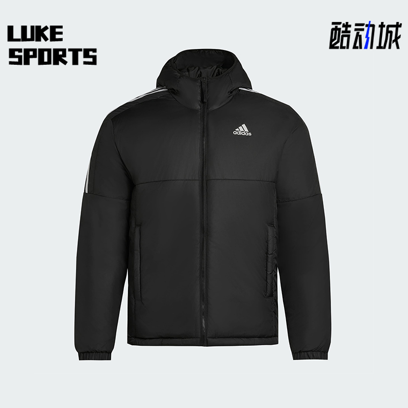 Adidas/阿迪达斯正品Essentials男士休闲连帽日常户外棉服KF6755