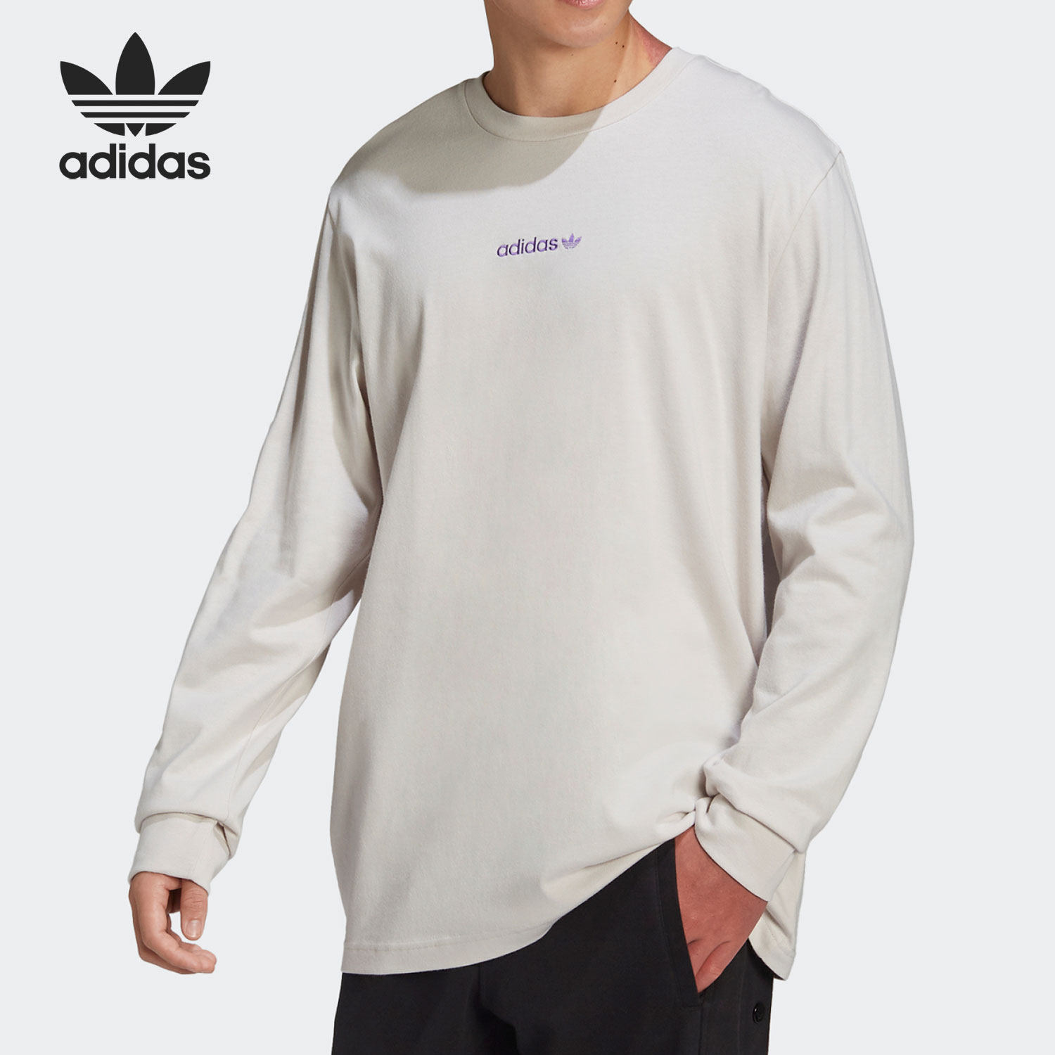 Adidas/阿迪达斯三叶草男子运动圆领长袖T恤HN0392,运动服/休闲服装,运动T恤,淘宝优惠券,粉丝福利购,淘宝优惠卷