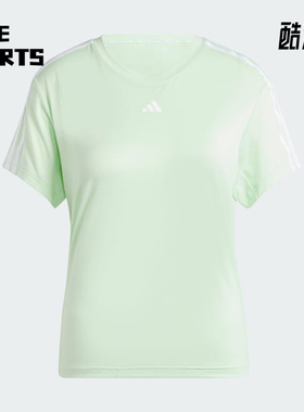 Adidas/阿迪达斯正品新款女绿色圆领套头经典落肩袖短袖T恤IS4213
