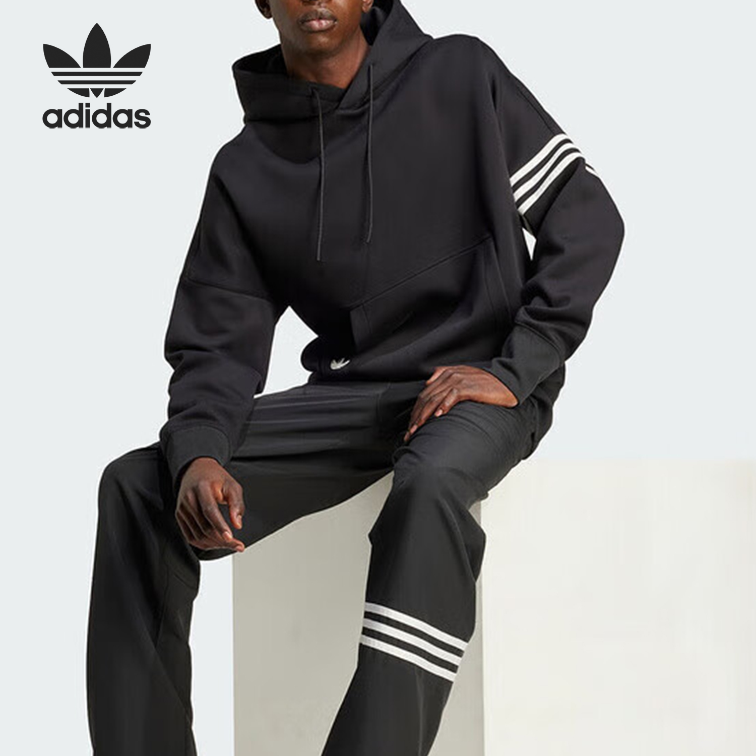 Adidas/阿迪达斯官方正品三叶草男士宽松运动休闲连帽卫衣IW0975