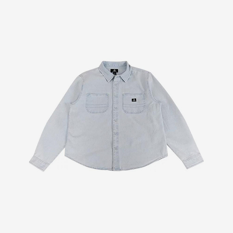 Converse/匡威正品新款男士休闲翻领牛仔长袖衬衫10027335-A01