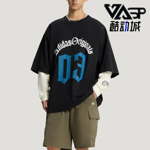 Adidas/阿迪达斯正品三叶草男士透气运动时尚字母短袖T恤KT3039
