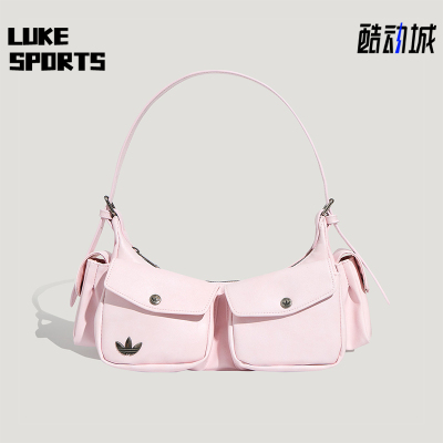 Adidas/阿迪达斯正品三叶草新款女粉色出行经典复古斜挎包KW4749