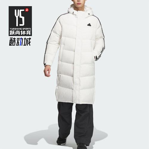 阿迪达斯男女保暖侧开排扣羽绒服