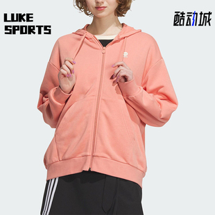 休闲外套IK2432 neo女士连帽针织宽松户外经典 Adidas 阿迪达斯正品