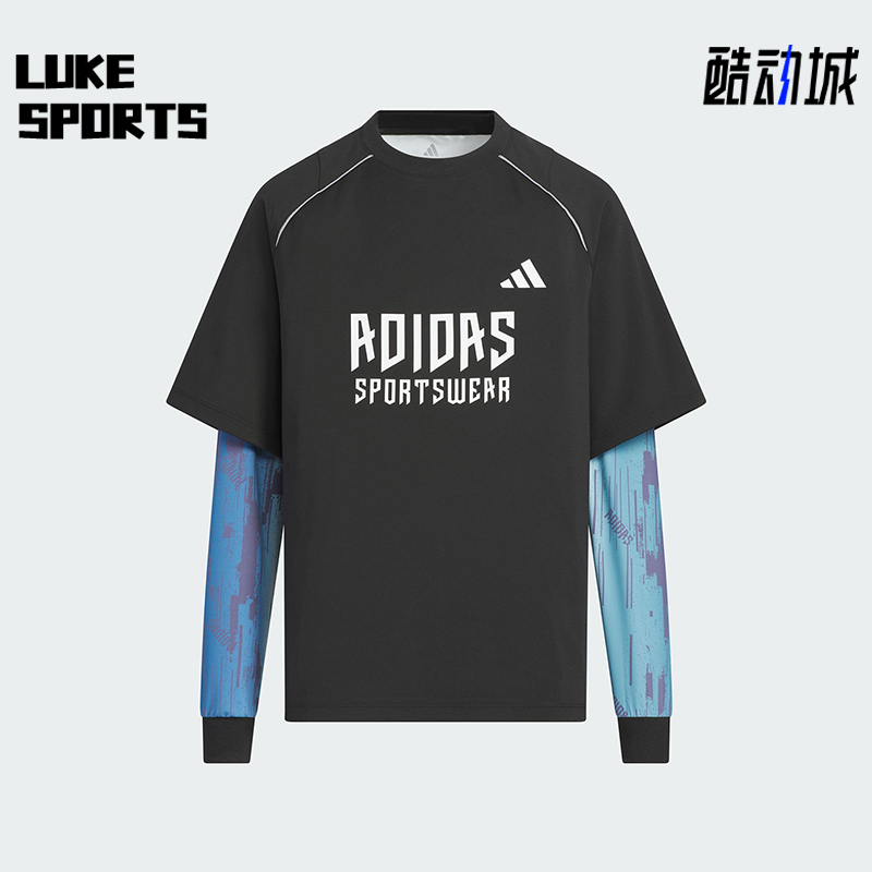 Adidas/阿迪达斯正品JK BTS 2IN1 TEE儿童套头宽松拼接长袖KC2548