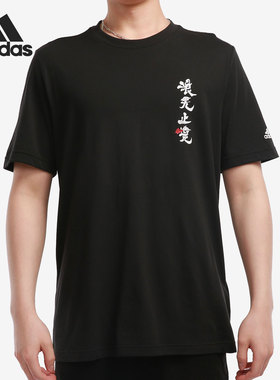 Adidas/阿迪达斯官方正品浪无止尽情侣款户外运动短袖T恤 GN7319