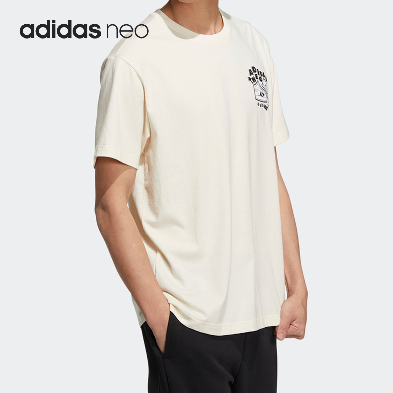 Adidas/阿迪达斯正品neo男女夏季新款印花运动短袖T恤HS8851