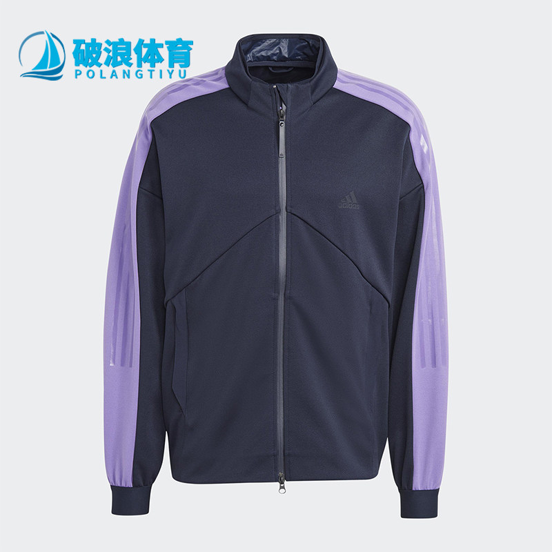 Adidas/阿迪达斯正品新款男黑紫色复古立领经典夹克外套HY4139