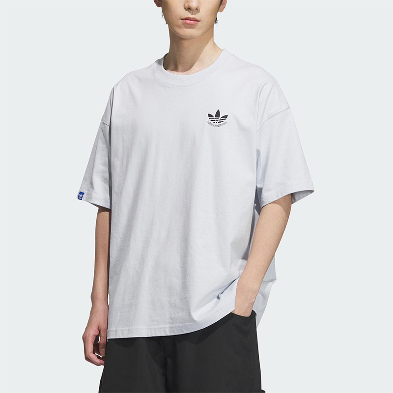 Adidas/阿迪达斯正品三叶草男士针织简约经典休闲印花短袖JN1675