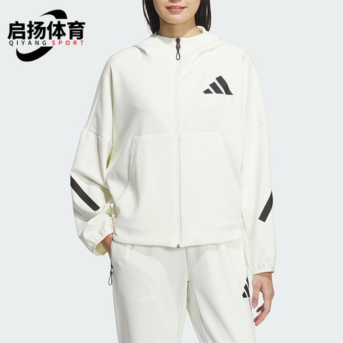 Adidas/阿迪达斯正品ZNE CF KNJKT女士连帽针织宽松外套JM8760