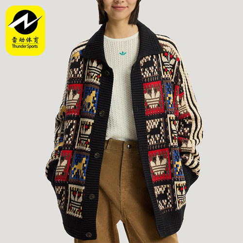 Adidas/阿迪达斯正品三叶草男女同款运动慵懒风开衫外套KR2801